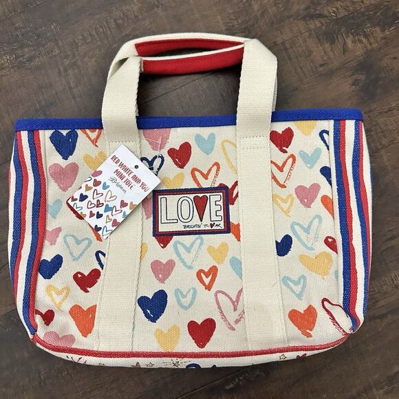 NWT BRIGHTON Red White And You Mini Canvas Tote Crossbody Bag - Picture 1 of 7